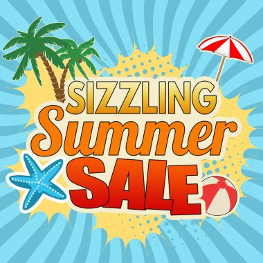 Sizzling summer sale advertising poster design clipart