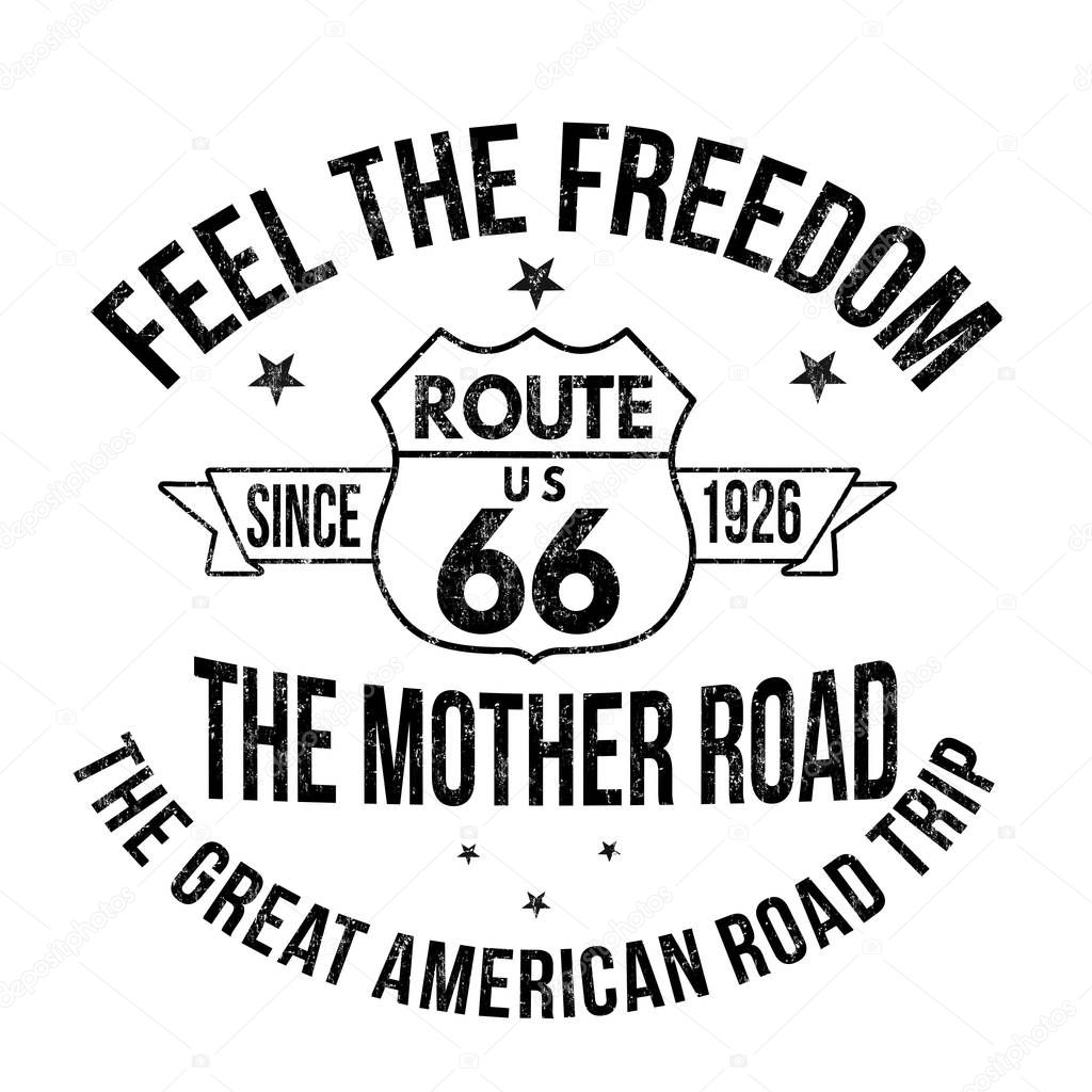 Route 66 typography for t-shirt print
