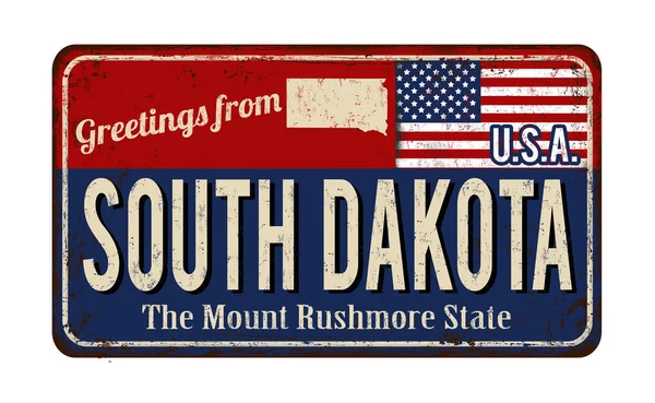 Saudações fom Dakota do Sul vintage sinal de metal enferrujado —  Vetores de Stock