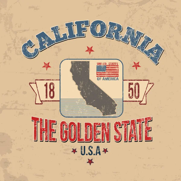 California tipografi t-shirt baskı — Stok Vektör