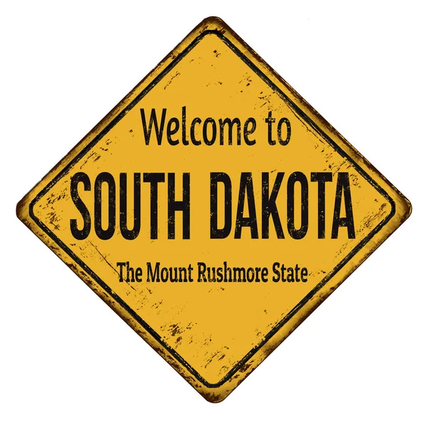 Bienvenue au signe métallique rouillé vintage Dakota du Sud — Image vectorielle