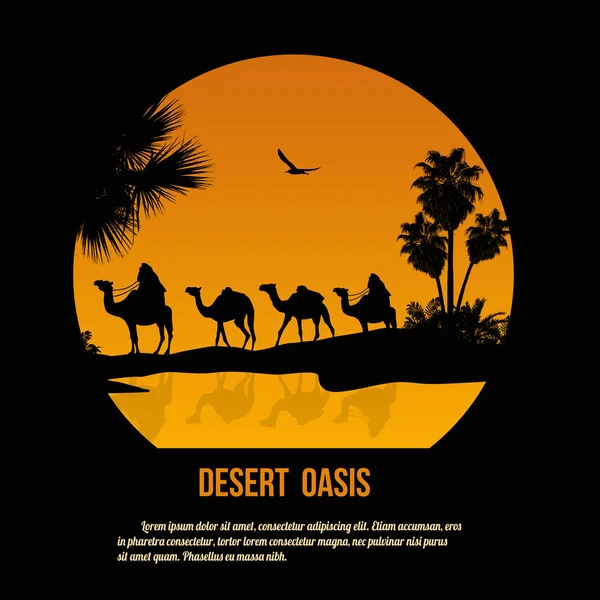 Diseño del cartel del tema del oasis del desierto — Vector de stock