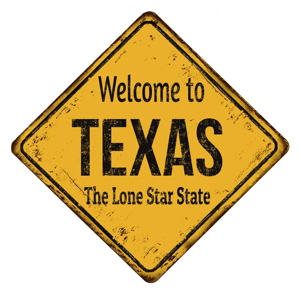 Benvenuti a Texas vintage segno metallo arrugginito — Vettoriale Stock