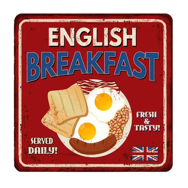 English breakfast vintage rusty metal sign — Stock Vector