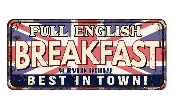 Volles englisches Frühstück Vintage rostigen Metallschild — Stockvektor