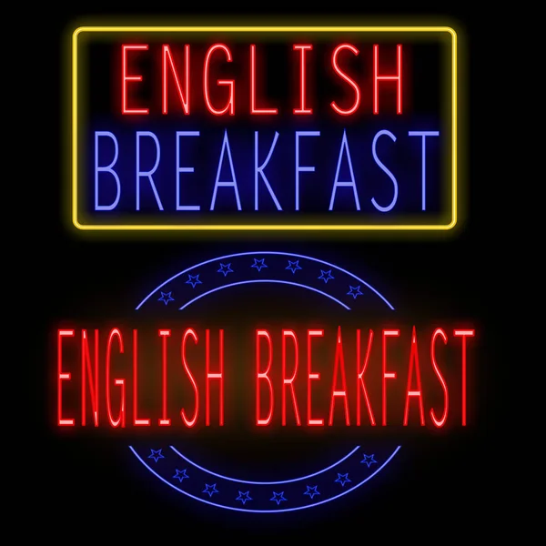 English breakfast glowing neon sign — Stock Vector