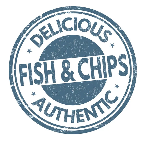 Fish and chips jel vagy bélyegző — Stock Vector