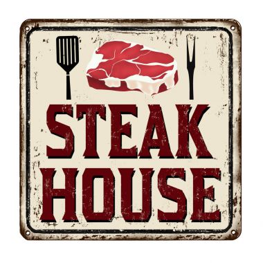 Steak house vintage paslı metal işareti