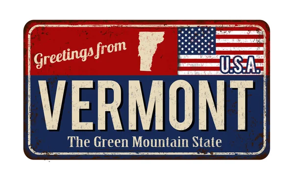 Greetings from Vermont vintage rusty metal sign — Stock Vector