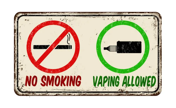 No fumar y aspirar Permitido vintage cartel de metal oxidado — Vector de stock