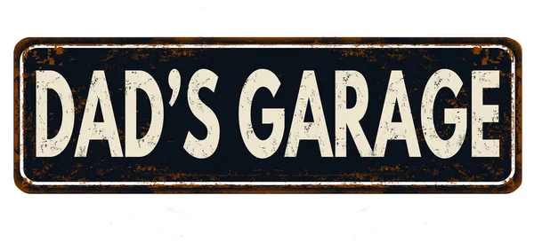 Babamın garaj vintage paslı metal işareti — Stok Vektör