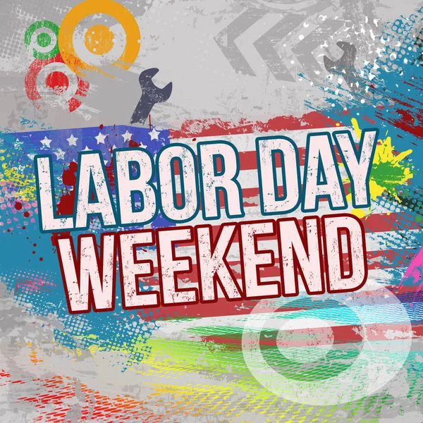 Labor day weekend grunge poster background — Stock Vector