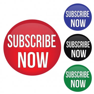Subscribe now round website glossy buttons clipart
