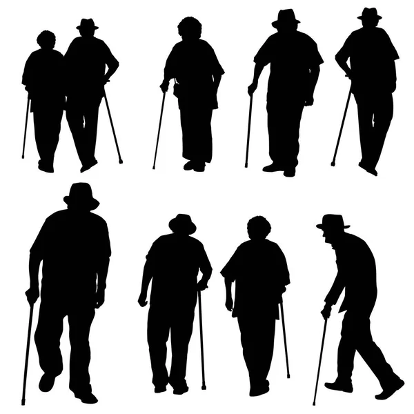 Silhouette de personnes âgées — Image vectorielle