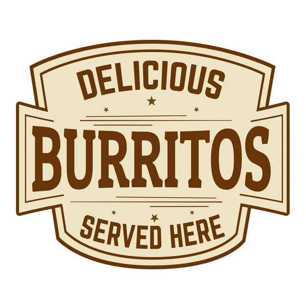 Label atau stiker Burritos - Stok Vektor