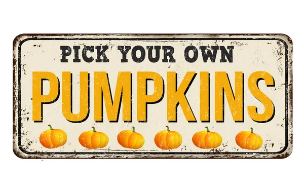 Pumpkins vintage rusty metal sign — Stock Vector