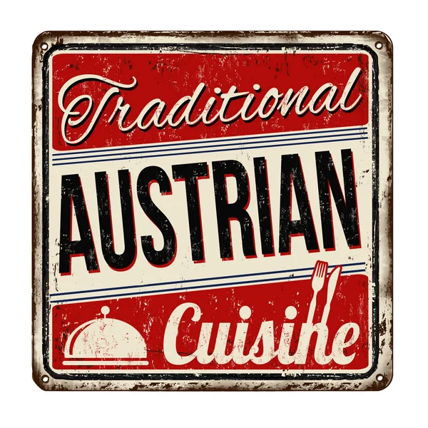 Traditional austrian cuisine  vintage rusty metal sign — Stock Vector