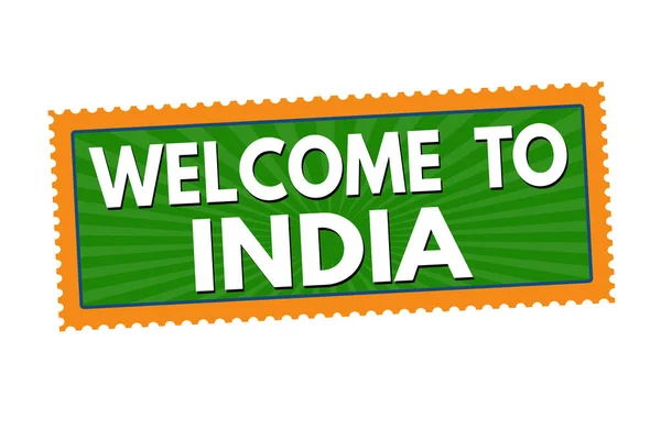 Bienvenue en Inde autocollant de voyage ou timbre — Image vectorielle