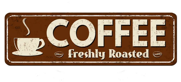 Coffee freshly roasted vintage rusty metal sign — Stock Vector