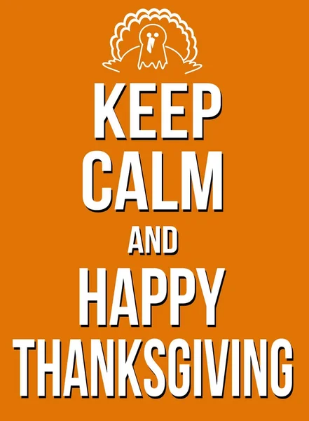 Hålla lugn och glad thanksgiving affisch — Stock vektor