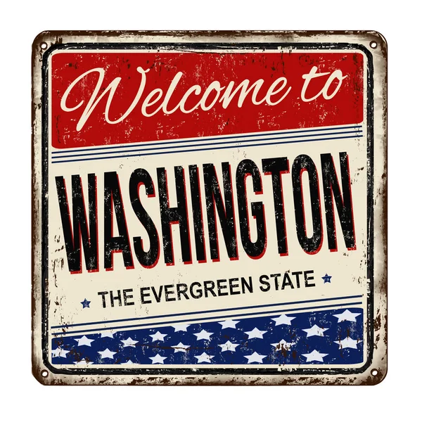 Welkom bij Washington vintage roestige metalen teken — Stockvector