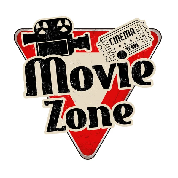 Movie zone vintage rusty metal sign — Stock Vector