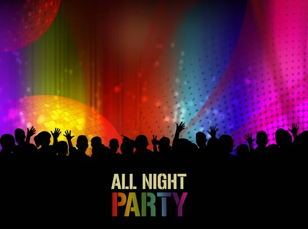 All night party poster or banner — Stock Vector