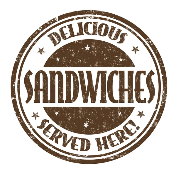Delicious sandwiches sign or stamp — Stock Vector