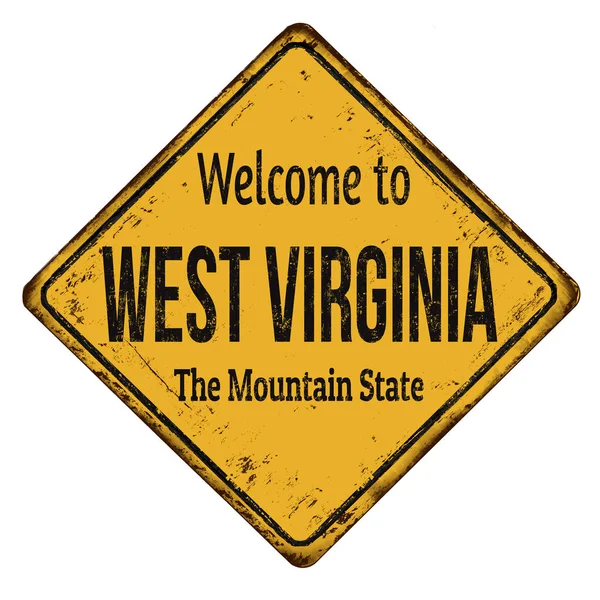 Bienvenido al cartel de metal oxidado de West Virginia — Archivo Imágenes Vectoriales