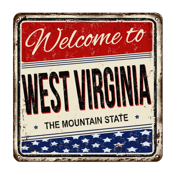 Bienvenido al cartel de metal oxidado de West Virginia — Archivo Imágenes Vectoriales