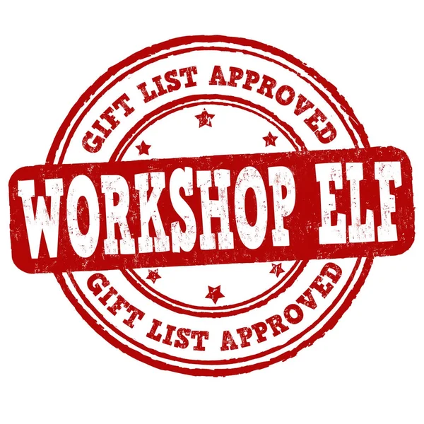 Lista de regalos aprobado taller elfgrunge sello de goma — Vector de stock
