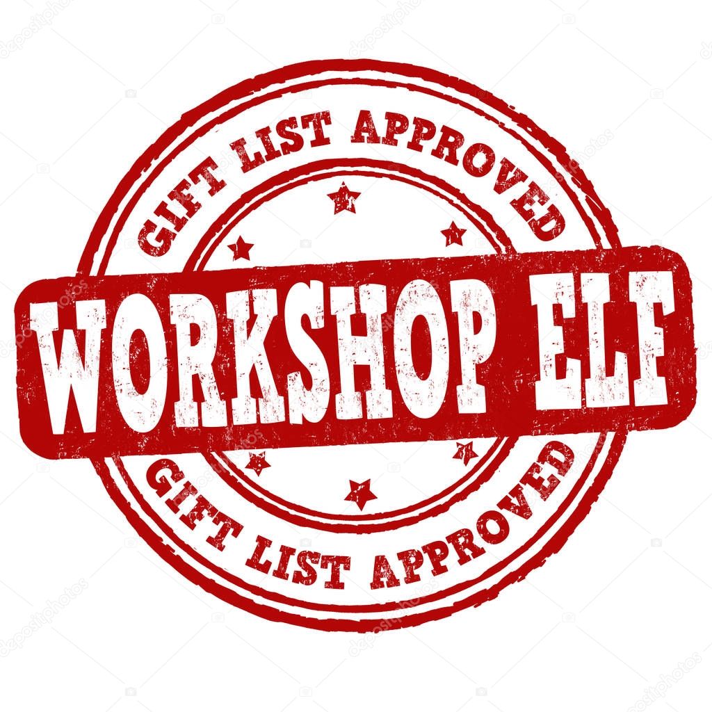 Gift list approved workshop elfgrunge rubber stamp