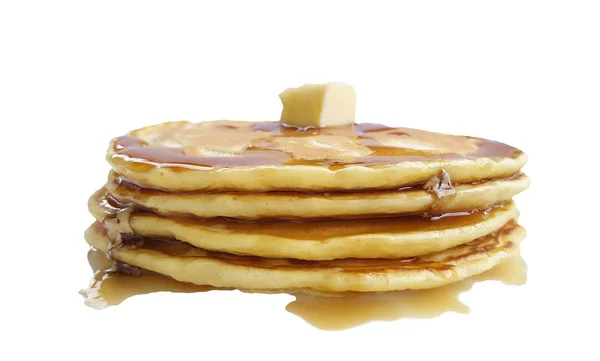 Pancake buatan sendiri dengan mentega dan sirup maple — Stok Foto