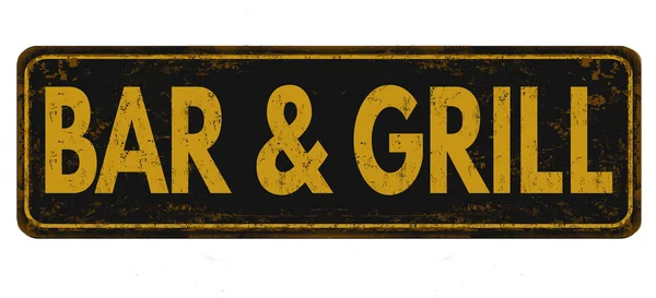 Bar & Grill vintage rusty metal sign — Stock Vector