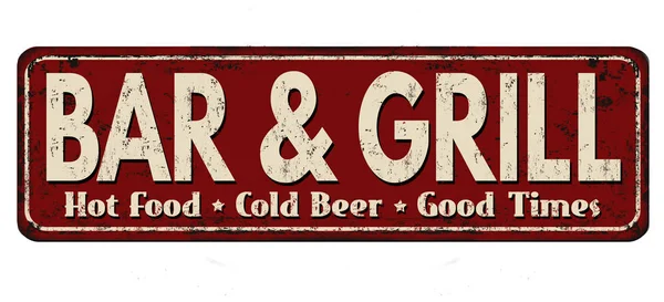 Bar & Grill vintage en métal rouillé signe — Image vectorielle