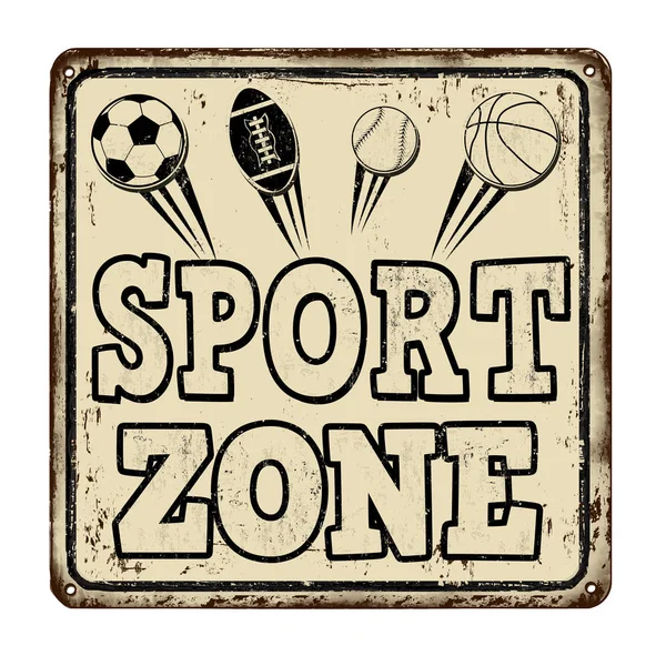 Zona Sport vintage segno metallo arrugginito — Vettoriale Stock