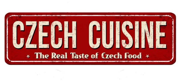 Authentic Czech cuisine vintage rusty metal sign — Stock Vector