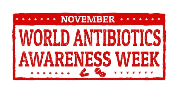 Săptămâna mondială de conștientizare a antibioticelor grunge timbru de cauciuc — Vector de stoc
