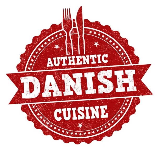 Authentic Danish cuisine  grunge rubber stamp — Stock Vector