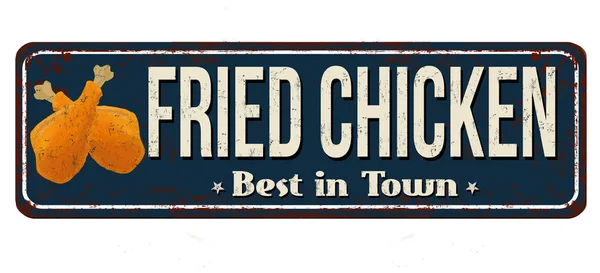 Fried chicken vintage zardzewiały metal znak — Wektor stockowy
