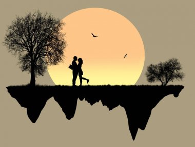 Aşık açık bir dolunay içinde