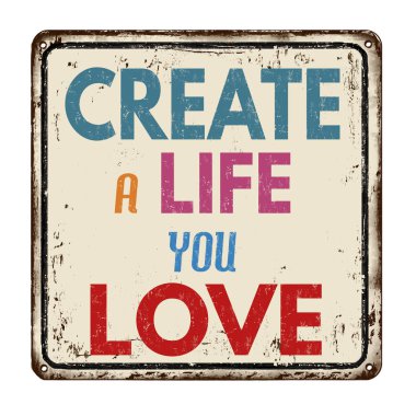 Vintage paslı metal işareti aşk bir yaşam oluşturmak