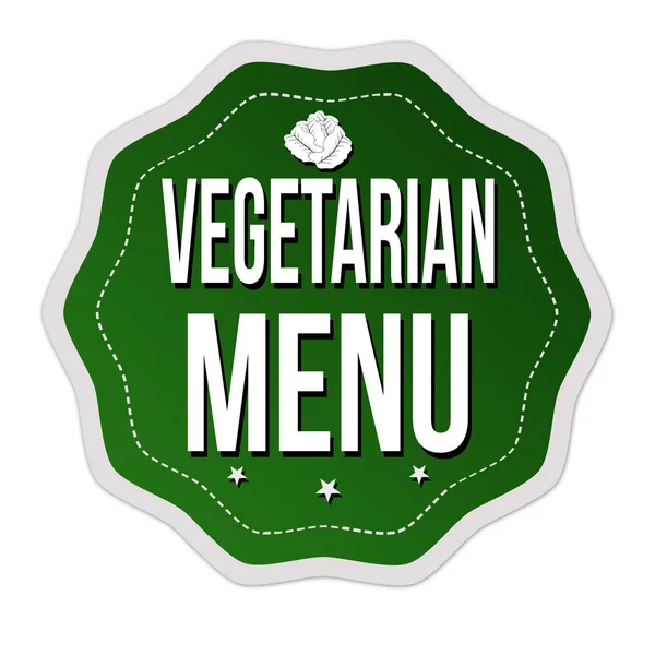 Vegetarian menu label or sticker on white background, vector illustration — Stock Vector