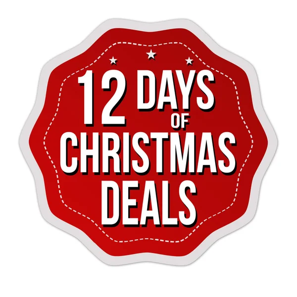 12 dias de ofertas de Natal rótulo ou adesivo —  Vetores de Stock