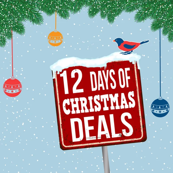 12 days of Christmas deals vintage rusty metal sign — Stock Vector