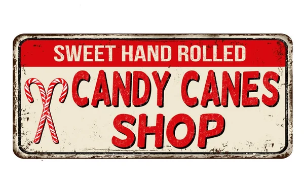 Candy cane winkel vintage roestige metalen teken — Stockvector