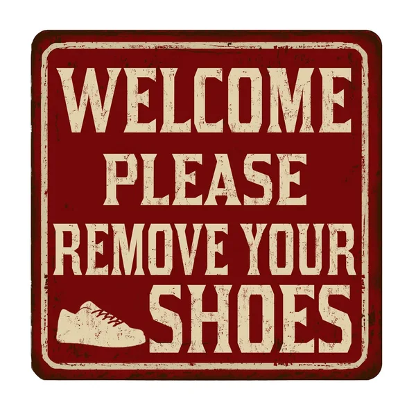 欢迎, 请删除您的鞋老式生锈的金属符号 — 图库矢量图片