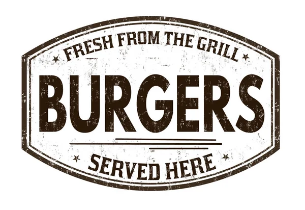 Burgers grunge rubber stamp — Stock Vector