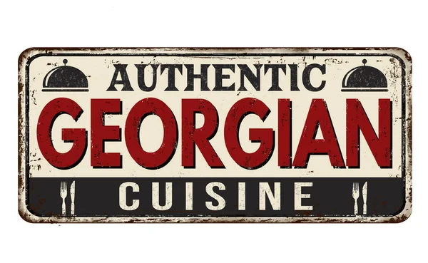 Authentic georgian cuisine  vintage rusty metal sign — Stock Vector