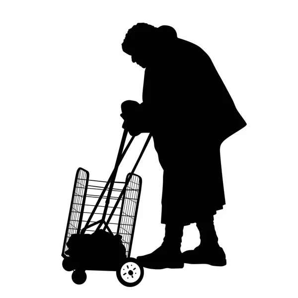 Silhouette Einer Alten Frau Auf Weißem Hintergrund Vektorillustration — Stockvektor